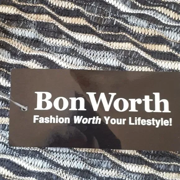 NWT Bon worth blouse L long sleeve black yellow gr - Picture 9 of 10